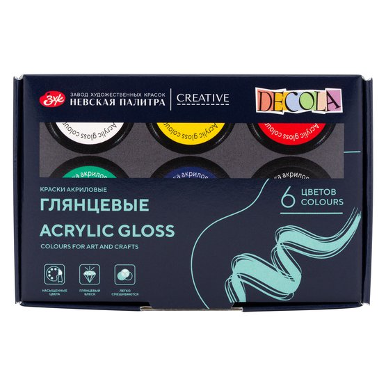 Set acril lucios Decola 6*20 ml