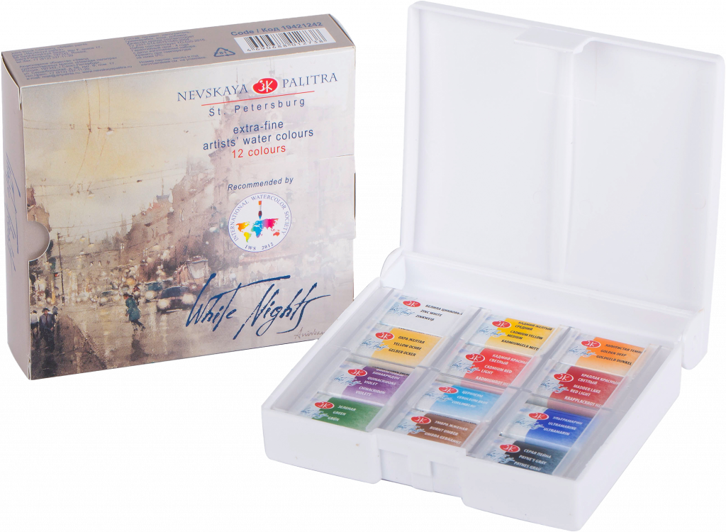 19421242 Набор акварель БН 12 цветов пластик IWS