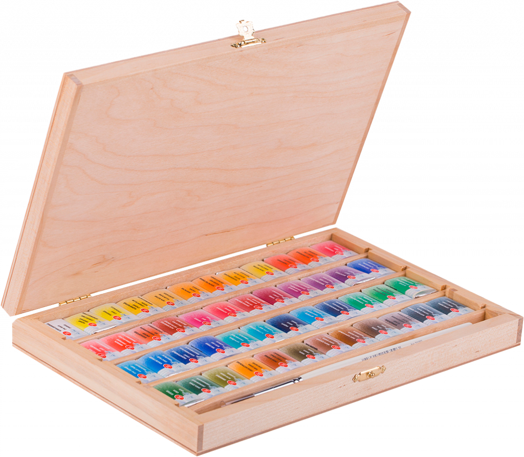 1943033 Набор акварель БН 48кювет кисть дерево