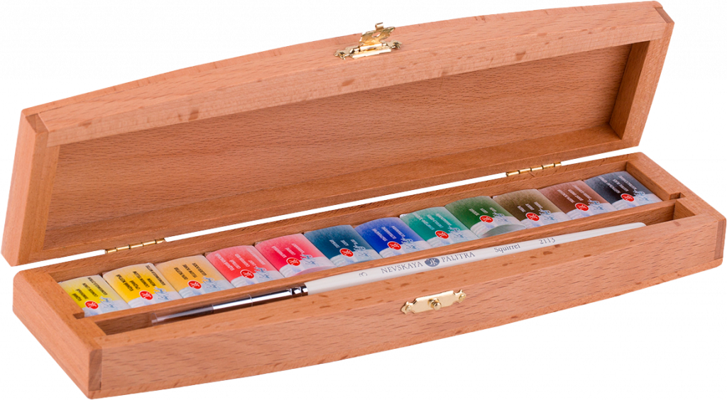 1944084 Набор акварель БН 12кювет кисть бук