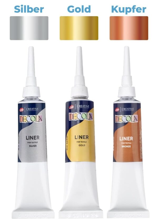 Set linere acrilice textile, metalice Decola 3*18 ml