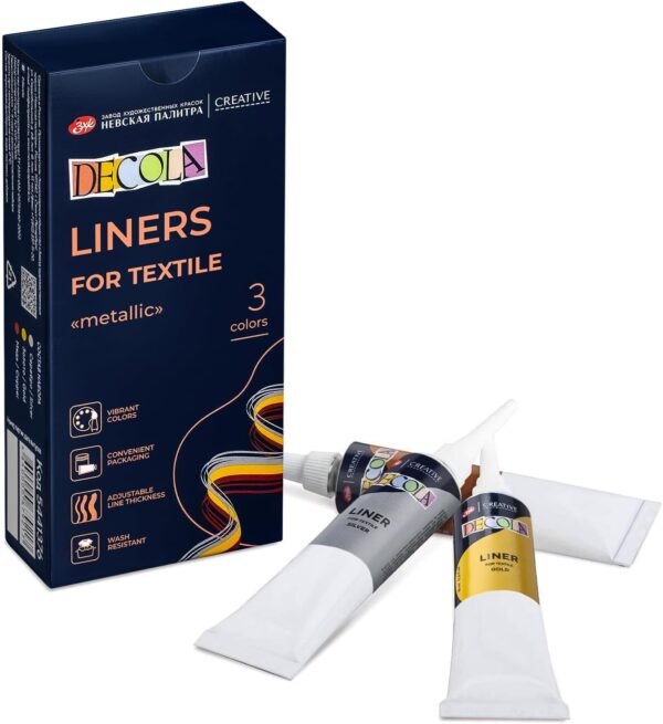 Set linere acrilice textile, metalice Decola 3*18 ml