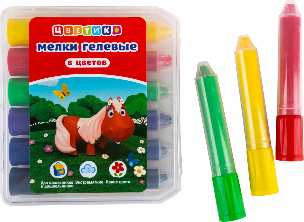 151421177 Набор гелиевых мелков, Цветик 6 цветов, пластиковая упаковка. 151421177
