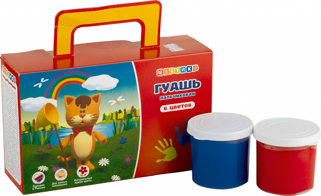 3041143 (1) Цветик Набор гуашь пальчиковая, 6 шт х80 мл. 3041143