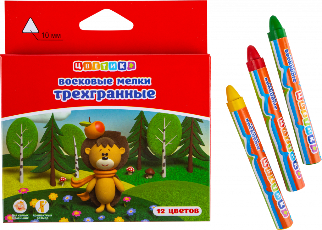 8441438 (1) Цветик Набор трехгранных восковых мелков,12 цв