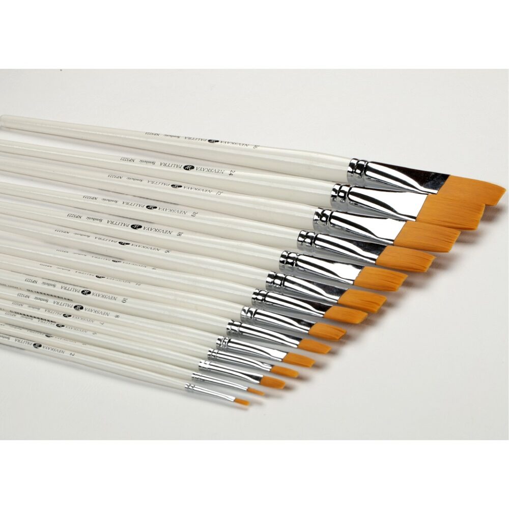 0000000000000 Синтетическая плоская кисть "Невская палитра" с длинной ручкой.3223