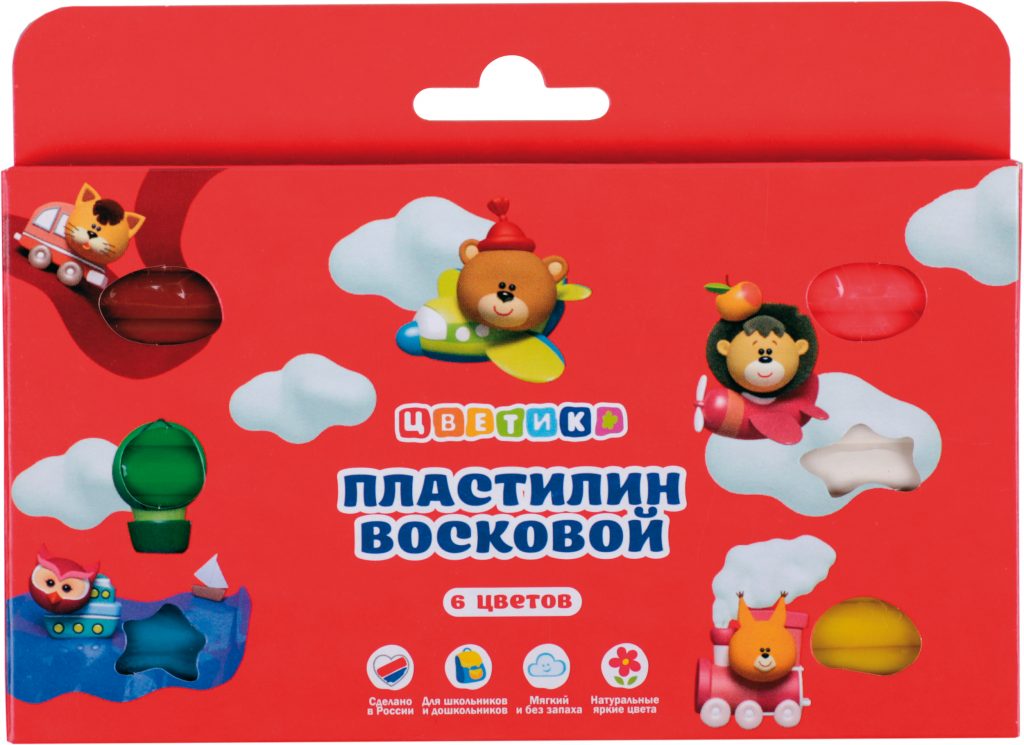 Set plastilina cerata "Tvetic" cu instrument, 90gr, 6 culori 3241695