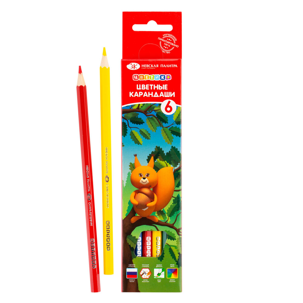 37411400 Набор цветных шестигранных карандашей ”Цветик” 6 цветов, 37411400