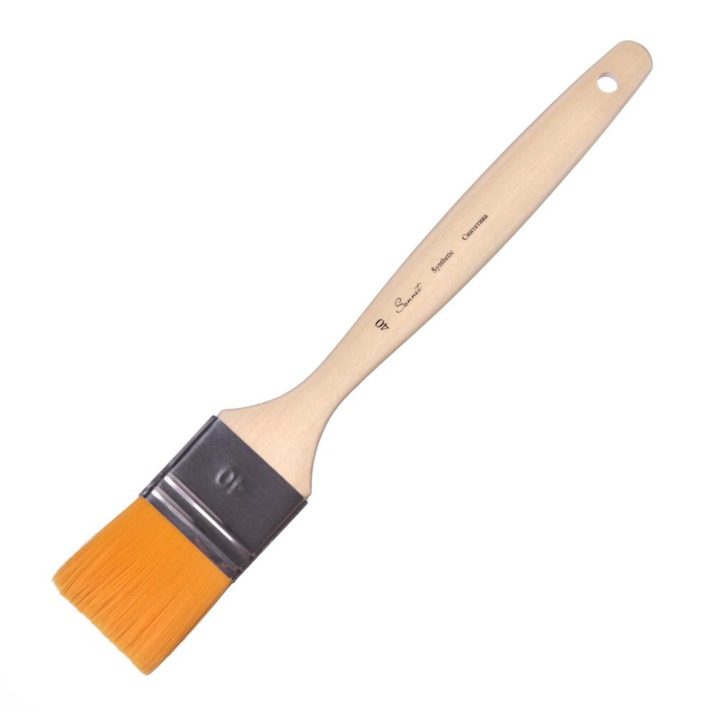 0000000000000 Синтетическая плоская флейцевая кисть ''Сонет'' - с длинной ручкой. 3312