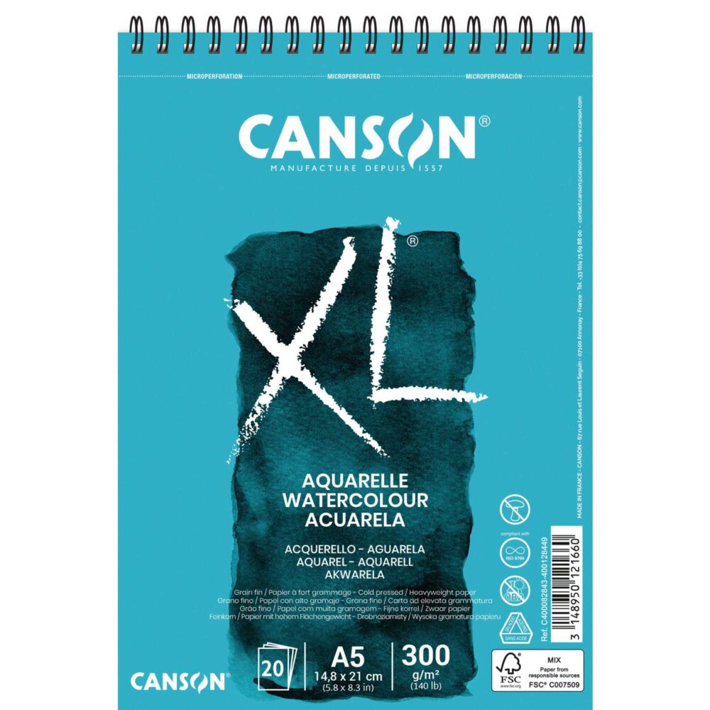 1 Блок на пружине Aquarelle CANXL ”Canson”, 300г/A5, 20 листов. C400082843
