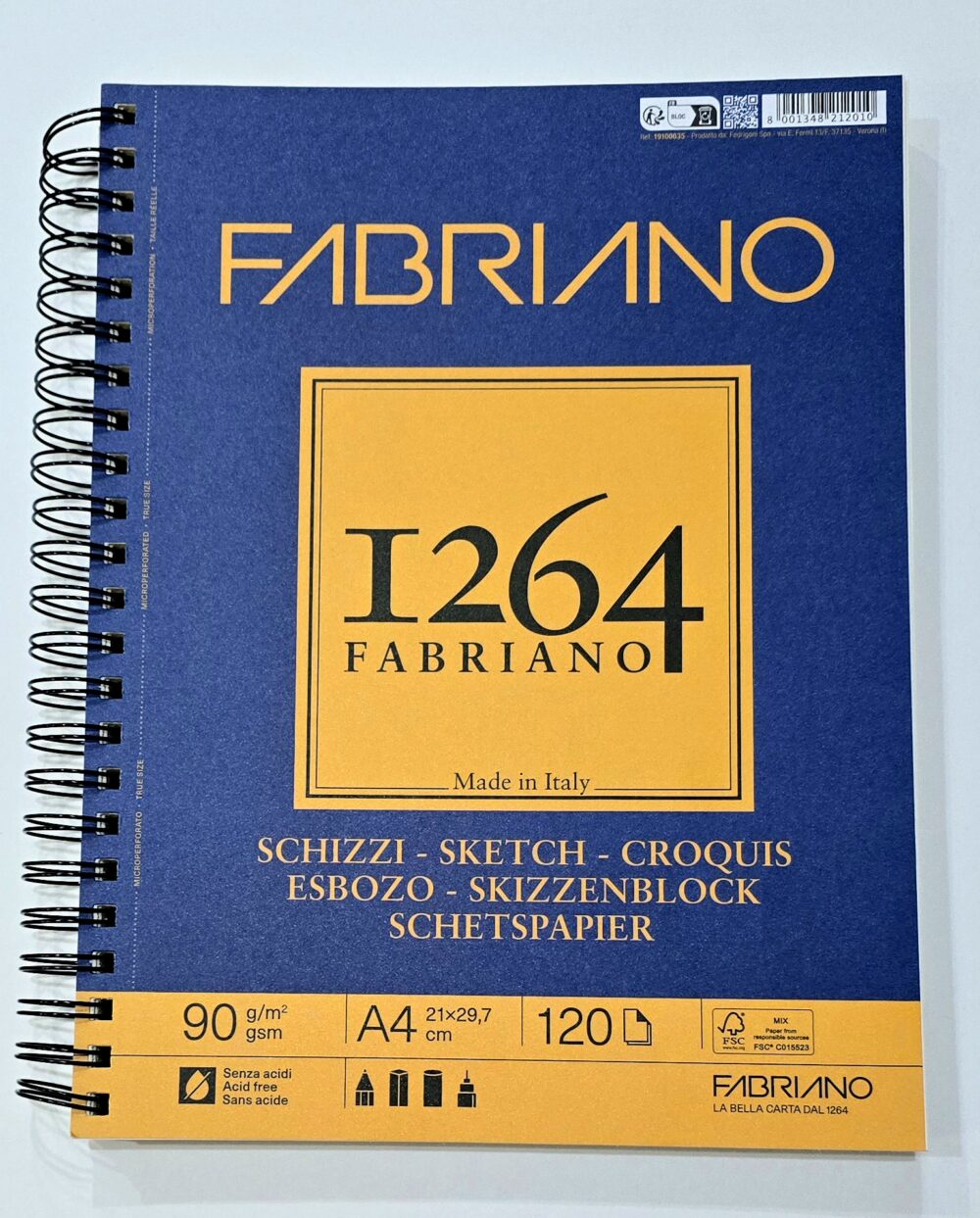 20241205_123550 Блок для эскизов на спирали 1264 Fabriano “Schizzi” А4 120 л., 90г.