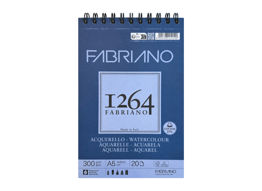 19100648 Bloc cu spirala 1264 Fabriano ACUARELA A5, 300 gr., 30 foi