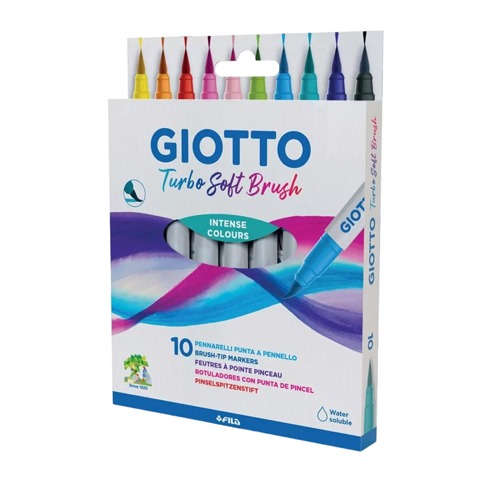 F426800 Набор фломастеров кисточка Giotto Turbo Soft Brush 10 цв.