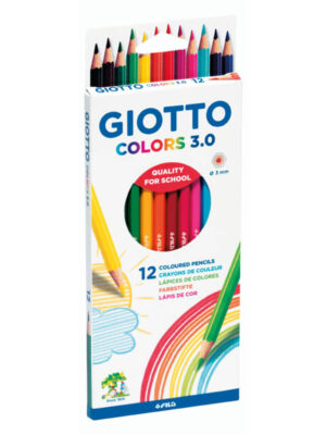 Набор карандашей цветных Giotto Colors, деревянные, шестигранные, 3 мм, 12 цветов
