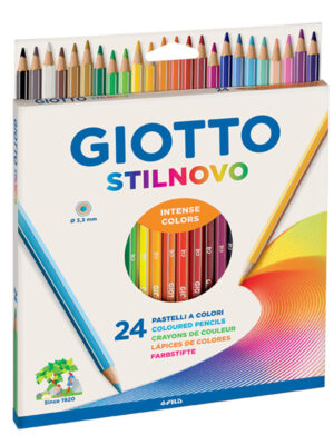Набор цветных карандашей Giotto Stilnovo, шестигранные, 3.3 мм, 24 цвета, картонная упаковка.
