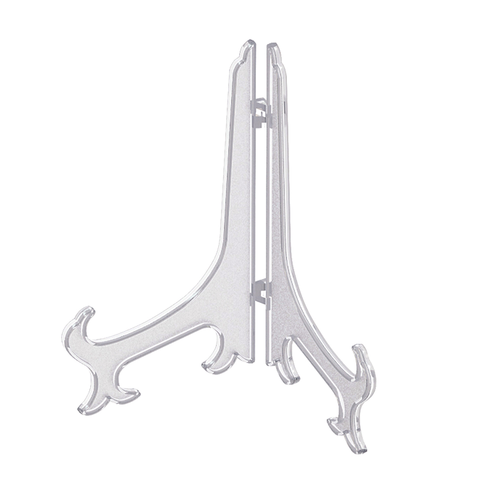 2 Suport din plastic pentru farfurie decorativa, transparent pe picioare
