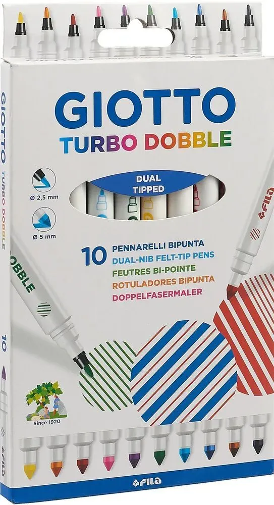 GIOTTO TURBO DOBBLE набор двусторонних фломастеров, 10цвт.