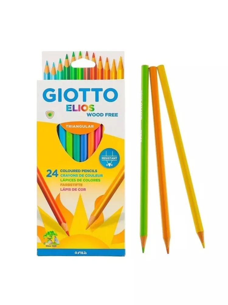 7377232593 GIOTTO ELIOS набор цветных карандашей для рисования, полимерные, трехгранные,24 цвета.