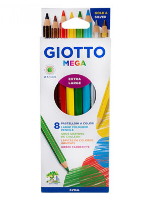Набор карандашей цветных Giotto Mega, шестигранные, 5.5 мм, 8 цветов, картонная коробка