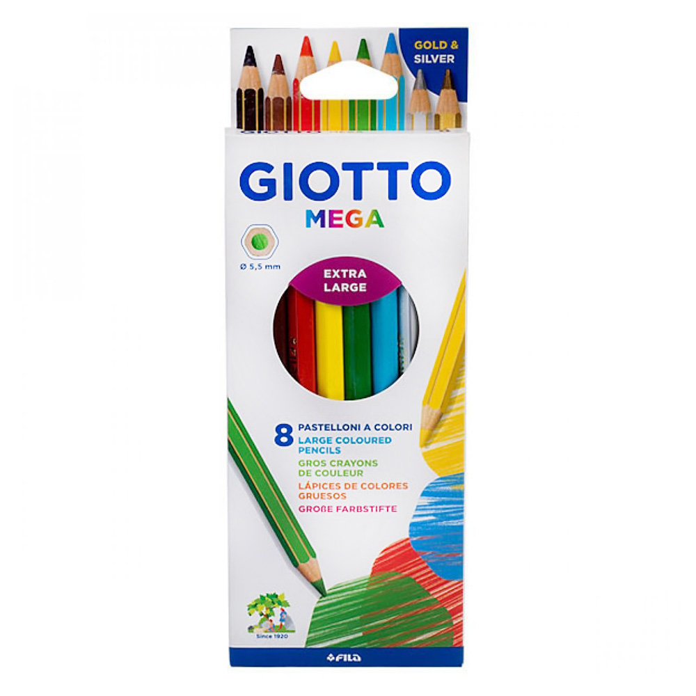 nabor_karandashey_tsvetnykh_giotto_mega_shestigrannye_5_5_mm_8_tsvetov_kartonnaya_korobka Набор карандашей цветных Giotto Mega, шестигранные, 5.5 мм, 8 цветов, картонная коробка