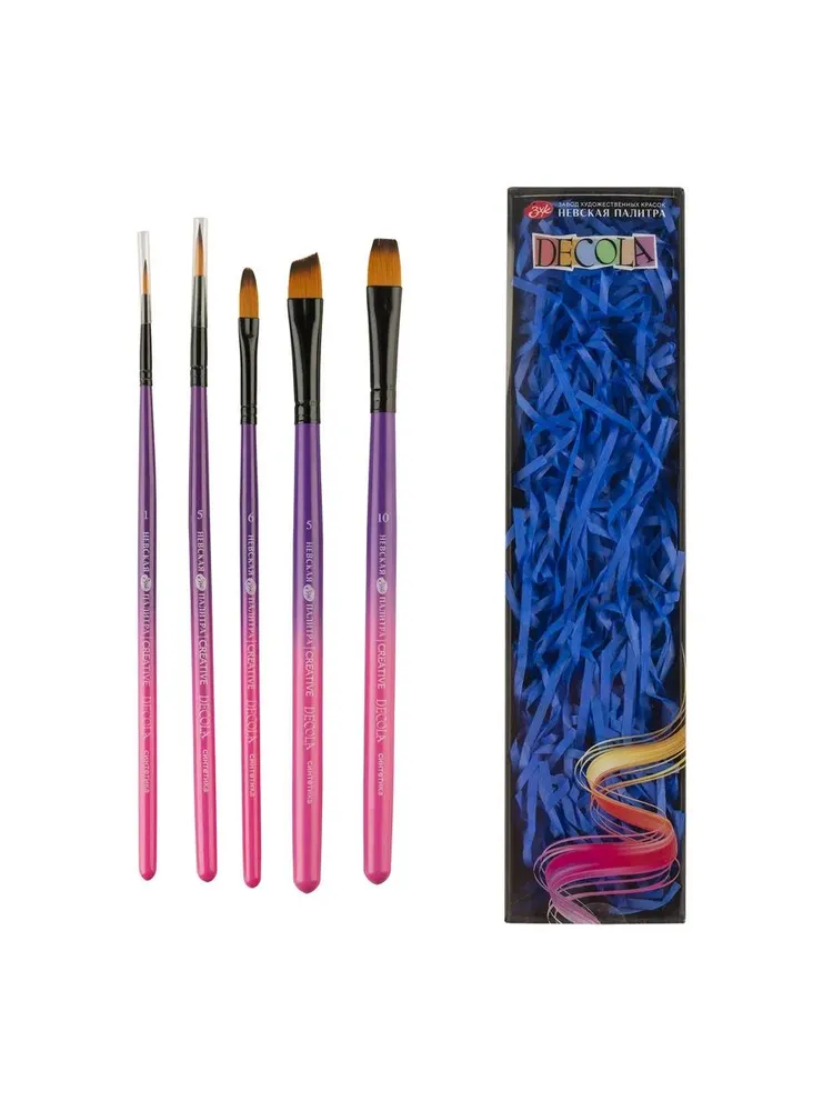 11245408 Кисти для рисования Невская палитра DECOLA, №4, синтетика, 5 штук.