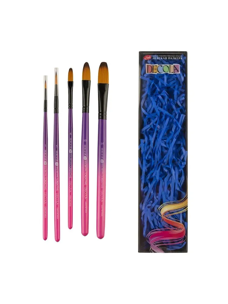 11245410 Кисти для рисования Невская палитра DECOLA, №6, синтетика, 5 штук.