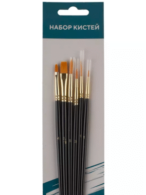 Набор кистей для рисования синтетика, 6 штук.