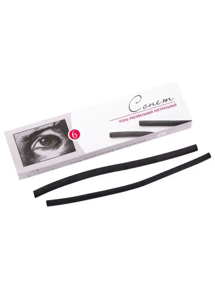 Set carbune natural pentru desen, 6 buc., 160 mm D-6/8mm